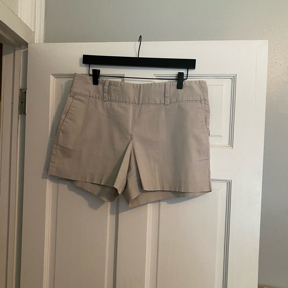 Khaki plain front side zip shorts